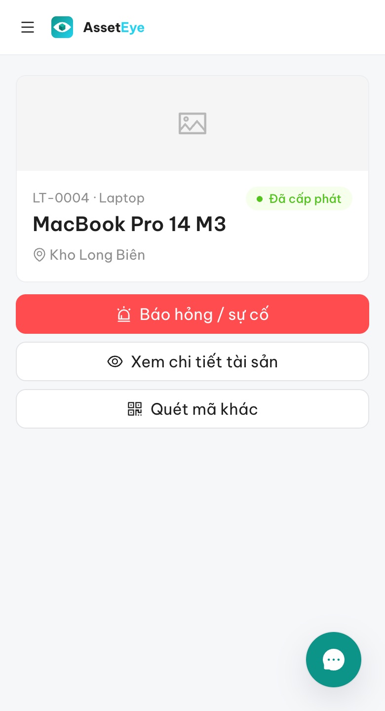Quét tem tài sản LT-0004 trên điện thoại